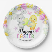 イースターブランチ&エッグ狩りかわいいバニーとシック ペーパープレート (正面)