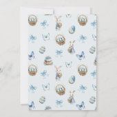 イースターブランチ&エッグ狩りかわいいブルーフローラバニー 招待状 (裏面)
