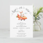 イースターブランチ&エッグ狩りかわいい飛行機バニー 招待状 (スタンド正面)