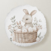 イースターブランチ&エッグ狩りバニーバスケットと卵 ラウンドクッション (裏面)