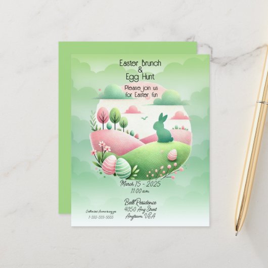 イースターブランチ&エッグ狩りピンクとグリーン (正面/裏面インサイチュ)