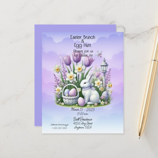 イースターブランチ&エッグ狩りホワイト&パープル (正面/裏面インサイチュ)