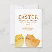 イースターブランチ&エッグ狩り2羽の小さな鶏 招待状 (正面)