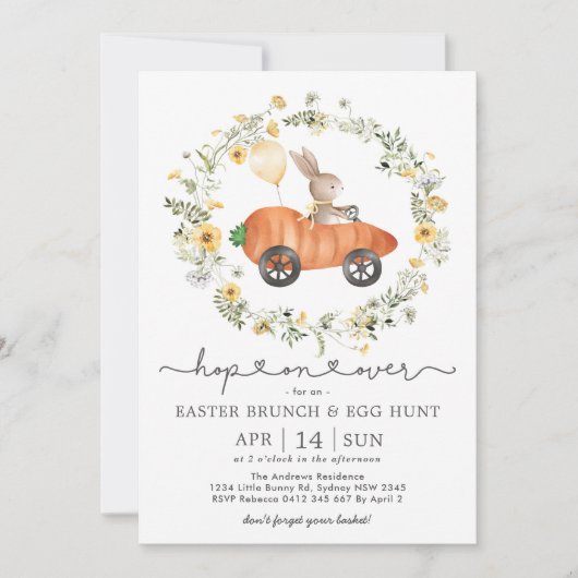 イースターブランチ&エッグ狩り |ワイルドフラワーバニー 招待状 (正面)