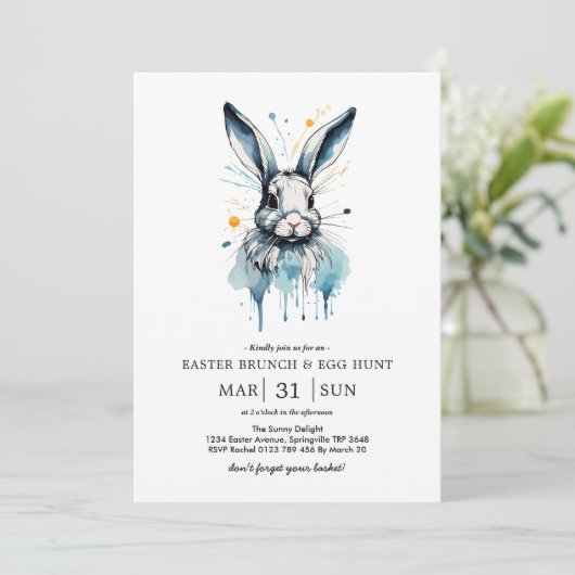 イースターブランチ&エッグ狩り |水彩バニー 招待状 (スタンド正面)
