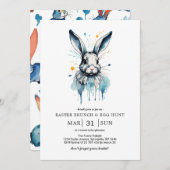 イースターブランチ&エッグ狩り |水彩バニー 招待状 (正面/裏面)