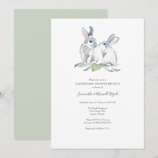 イースターブランチ ベイビーシャワー ジェンダーニュートラル 招待状 (正面/裏面)