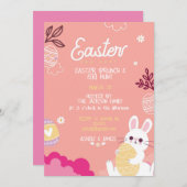 イースターブランチ、卵狩り招待状 招待状 (正面/裏面)