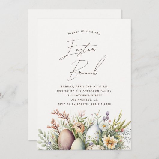 イースターブランチ。水エレガント色フローラ シーズンカード (正面/裏面)