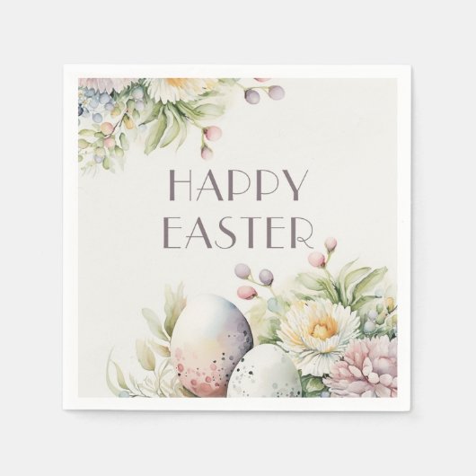 イースターブランチ。水エレガント色フローラ スタンダードカクテルナプキン (正面)