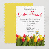 イースターブランチ 赤いチューリップのホリデー招待状 案内状 (正面/裏面)