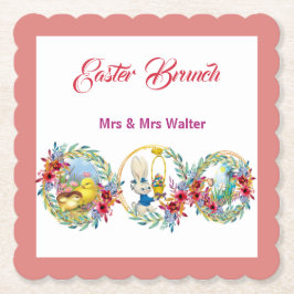 イースターブルンチバニーチックフローラリース ペーパーコースター