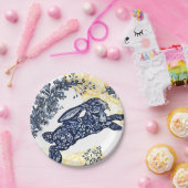 イースターブルーホワイトイエローラビットアジアンシノワセリー ペーパープレート (パーティー)