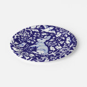 イースターブルーホワイトウサギスタンディングバニーデルフト ペーパープレート (アングル)