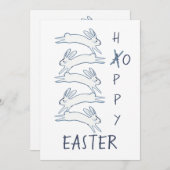 イースターブルーラビットバニーシンプルスケッチかわいい シーズンカード (正面/裏面)