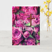 イースターブレッシング クロス ピンクローズ カード (黄色い花)