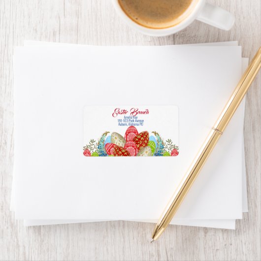 イースターブ数々のランチ色の卵グリーンフローラカスタムー ラベル (インサイチュ)