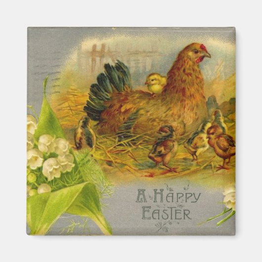 イースターヘンとヒヨコ マグネット (正面)