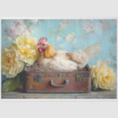 イースターヘンヴィンテージ茶色のスーツケースフローラの切り離し 薄葉紙 (正面)