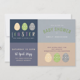 イースターベイビーシャワー招待状ブルーソフトピンク 招待状