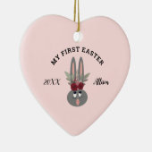 イースターベビーガールバニーピンクパーソナライズされた色 セラミックオーナメント (右)