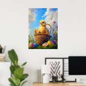 イースターベビーシックかわいい絵を描卵 ポスター (ホームオフィス)