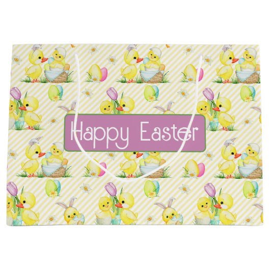 イースターベビーチックスとアヒル ラージペーパーバッグ (正面)