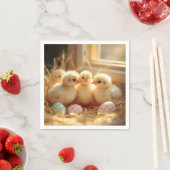 イースターベビーチックスとジンガム卵 スタンダードカクテルナプキン (インサイチュ)