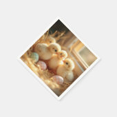 イースターベビーチックスとジンガム卵 スタンダードカクテルナプキン (角)