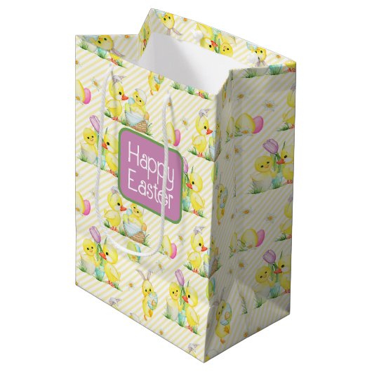 イースターベビーチックスとダックス中抱き枕 ミディアムペーパーバッグ (正面アングル)