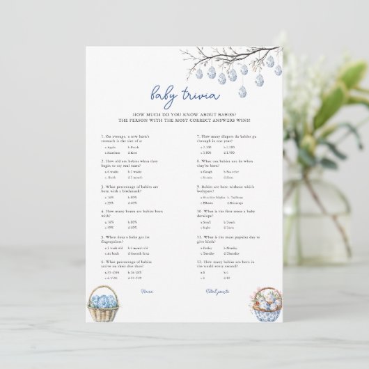 イースターベビートリビアベビーシャワーゲームカード シーズンカード (スタンド正面)