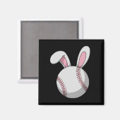 イースターベースボールバニーかわいいウサギの耳 マグネット (正面/裏面)