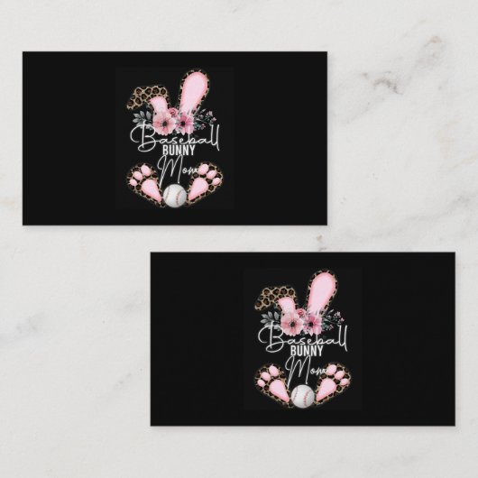 イースターベースボールバニーママの耳ママの子供のための 名刺 (正面/裏面)