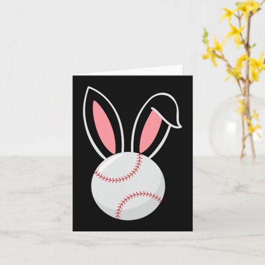 イースターベースボールバニー耳おもしろい野球ファンイースター カード (黄色い花)