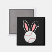 イースターベースボールバニー耳おもしろい野球ファンイースター マグネット (正面/裏面)