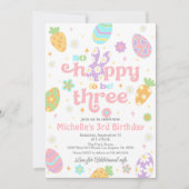 イースターホッピーは3つの誕生日 招待状 (正面)