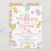 イースターホッピーは3つの誕生日 招待状 (正面/裏面)