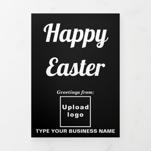 イースターホリデービジネスブラックトリフォールドホリデーカード 三つ折りクリスマスカード (カバー)