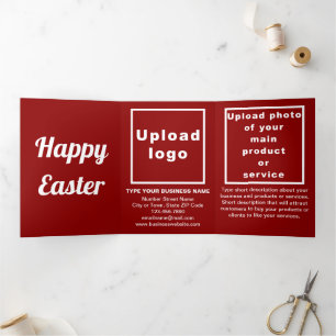 イースターホリデービジネスレッドトリフォールドホリデーカード 三つ折りクリスマスカード