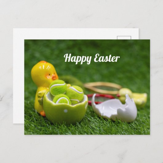 イースターホリデー用テニスボール（テニスエッグ付き） シーズンポストカード (正面/裏面)