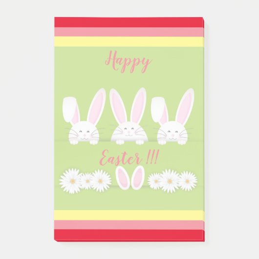 イースターホリデー ハッピーバニー フラワル ポストイット (正面)