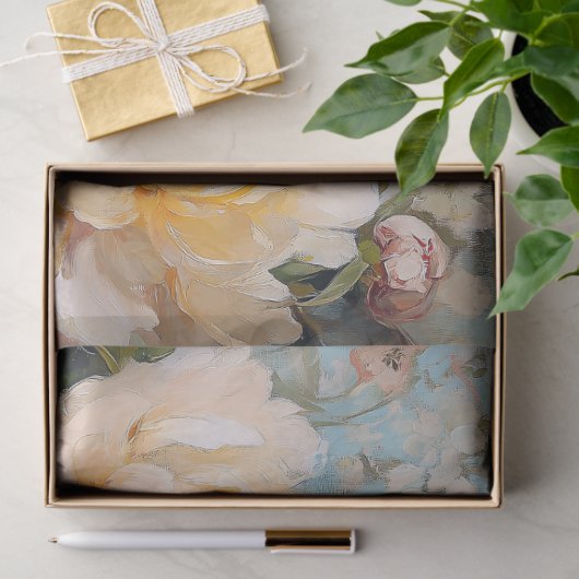 イースターホワイトチキンイエローのバラが切り離される 薄葉紙 (ギフト)