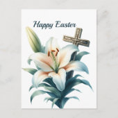 イースターホワイトリリクロスイラストレーション シーズンポストカード (正面)