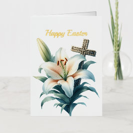 イースターホワイトリリクロスイラストレーション 箔シーズンカード