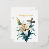 イースターホワイトリリクロスイラストレーション 箔シーズンポストカード (正面/裏面)
