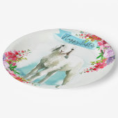 イースターホワイト子羊 |春の花 ペーパープレート (アングル)