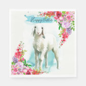 イースターホワイト子羊 |春花模様 スタンダードランチョンナプキン (正面)