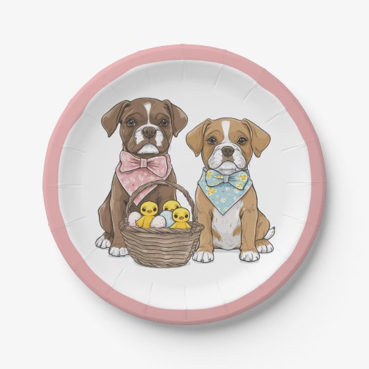 イースターボクサー犬 ペーパープレート (正面)