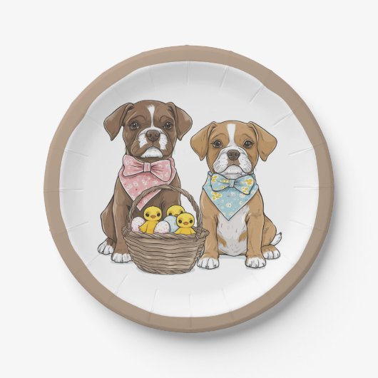 イースターボクサー犬 ペーパープレート (正面)
