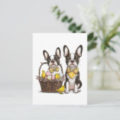 イースターボストンテリア犬 シーズンポストカード (スタンド正面)